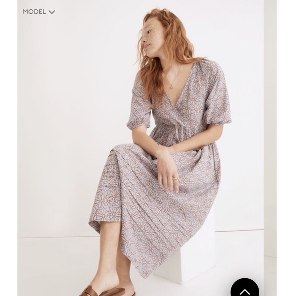Madewell Dresses & Skirts - Madewell Marianna Puff-Sleeve Midi Dress in Pale Dawn Short Sleeve Size XXS